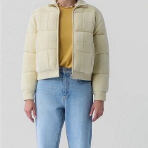 Women's Cream Quilted Puffer Jacket by Guest in residence.  Reversible.